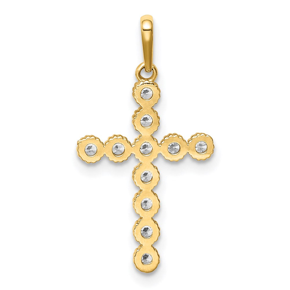 Million Charms 14K Yellow Gold Themed (Cubic Zirconia) CZ Relgious Cross Pendant