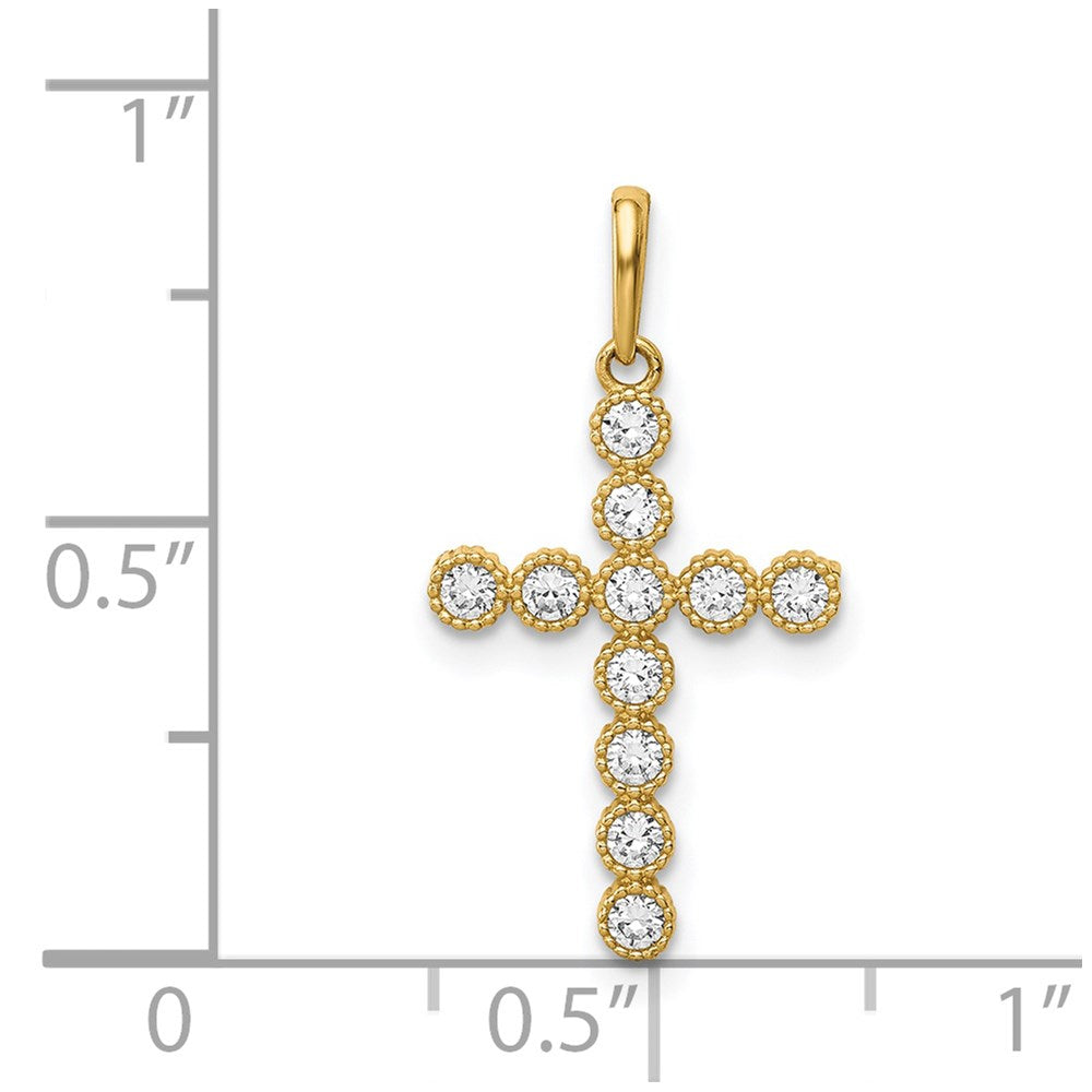 Million Charms 14K Yellow Gold Themed (Cubic Zirconia) CZ Relgious Cross Pendant