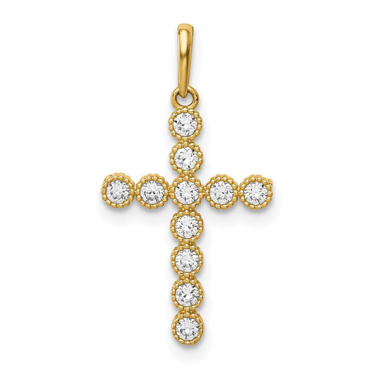 Million Charms 14K Yellow Gold Themed (Cubic Zirconia) CZ Relgious Cross Pendant