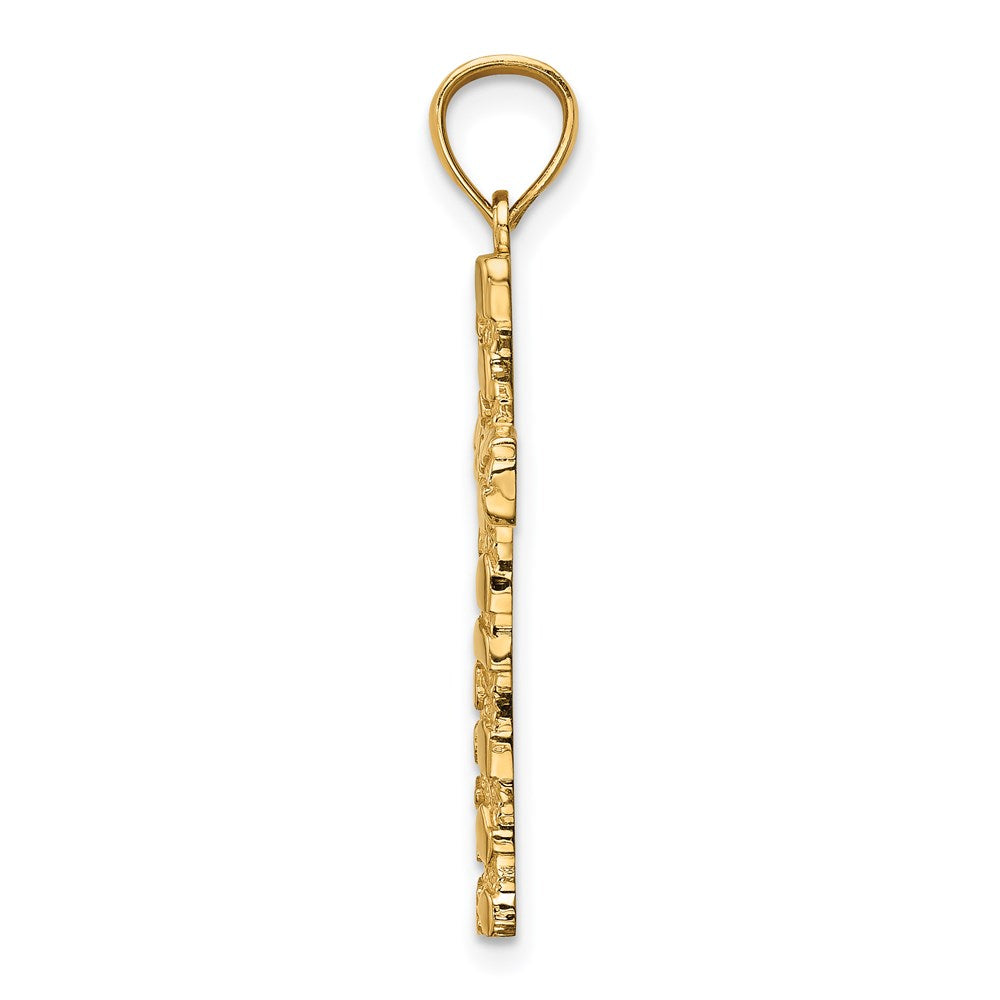Million Charms 14K Yellow Gold Themed Nugget Relgious Cross Pendant
