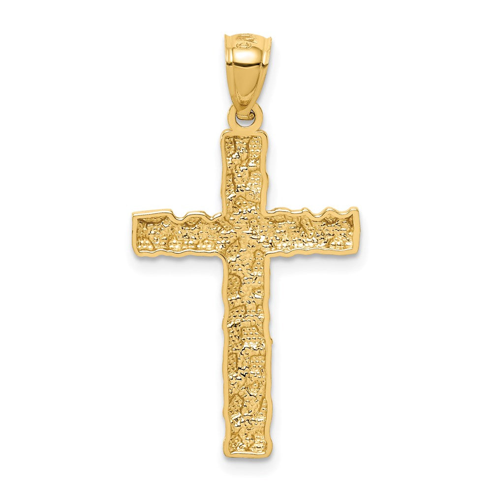 Million Charms 14K Yellow Gold Themed Nugget Relgious Cross Pendant