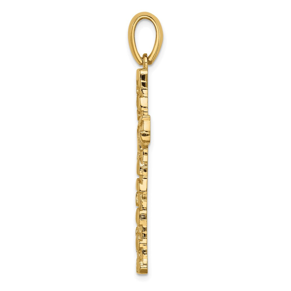Million Charms 14K Yellow Gold Themed Nugget Relgious Cross Pendant