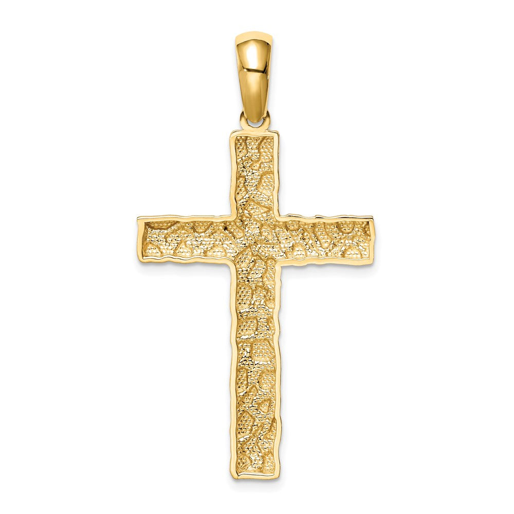 Million Charms 14K Yellow Gold Themed Nugget Relgious Cross Pendant