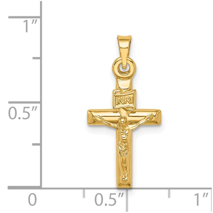 Million Charms 14K Yellow Gold Themed Hollow Relgious Crucifix Pendant