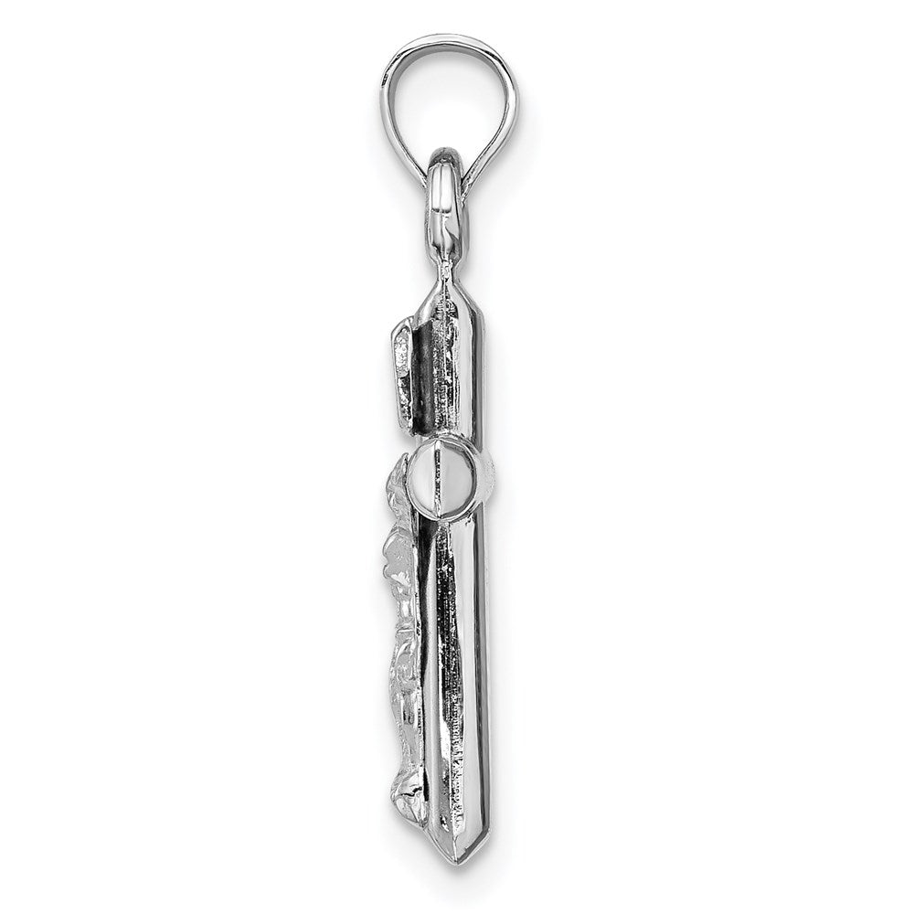 Million Charms 14K White Gold Themed Hollow Relgious Crucifix Pendant