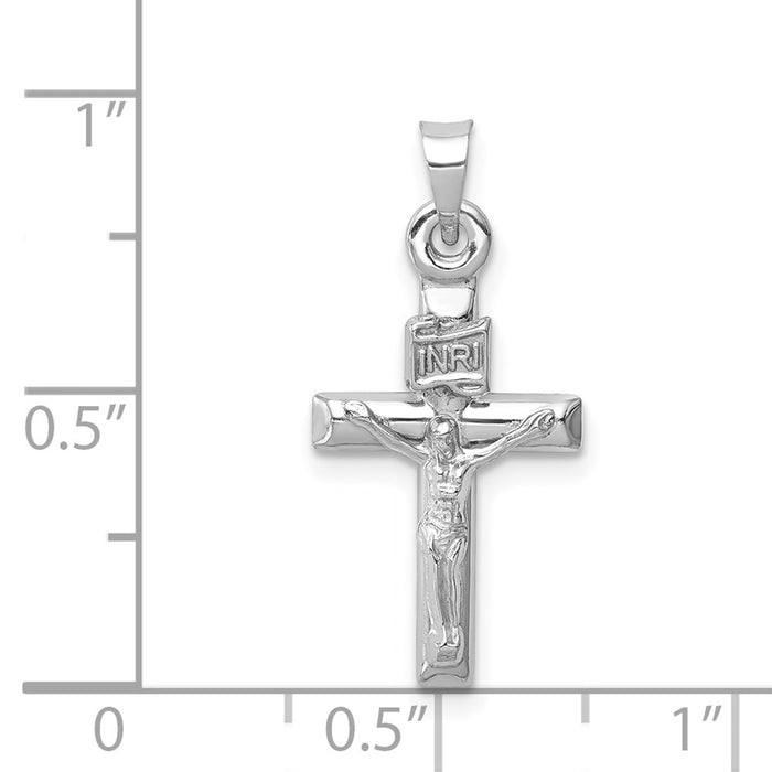 Million Charms 14K White Gold Themed Hollow Relgious Crucifix Pendant