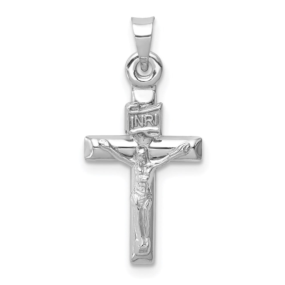 Million Charms 14K White Gold Themed Hollow Relgious Crucifix Pendant