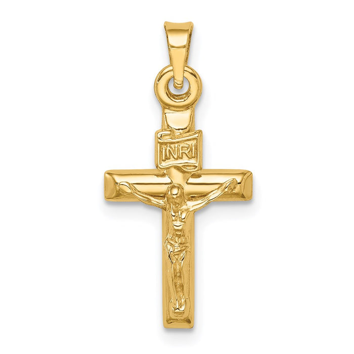 Million Charms 14K Yellow Gold Themed Hollow Relgious Crucifix Pendant