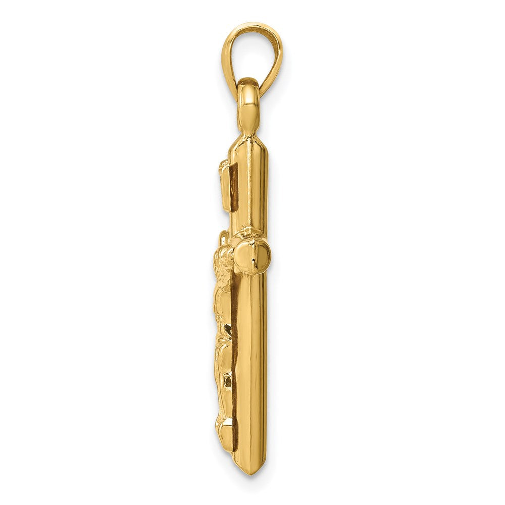 Million Charms 14K Yellow Gold Themed Hollow Relgious Crucifix Pendant