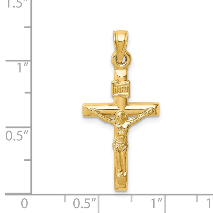 Million Charms 14K Yellow Gold Themed Hollow Relgious Crucifix Pendant