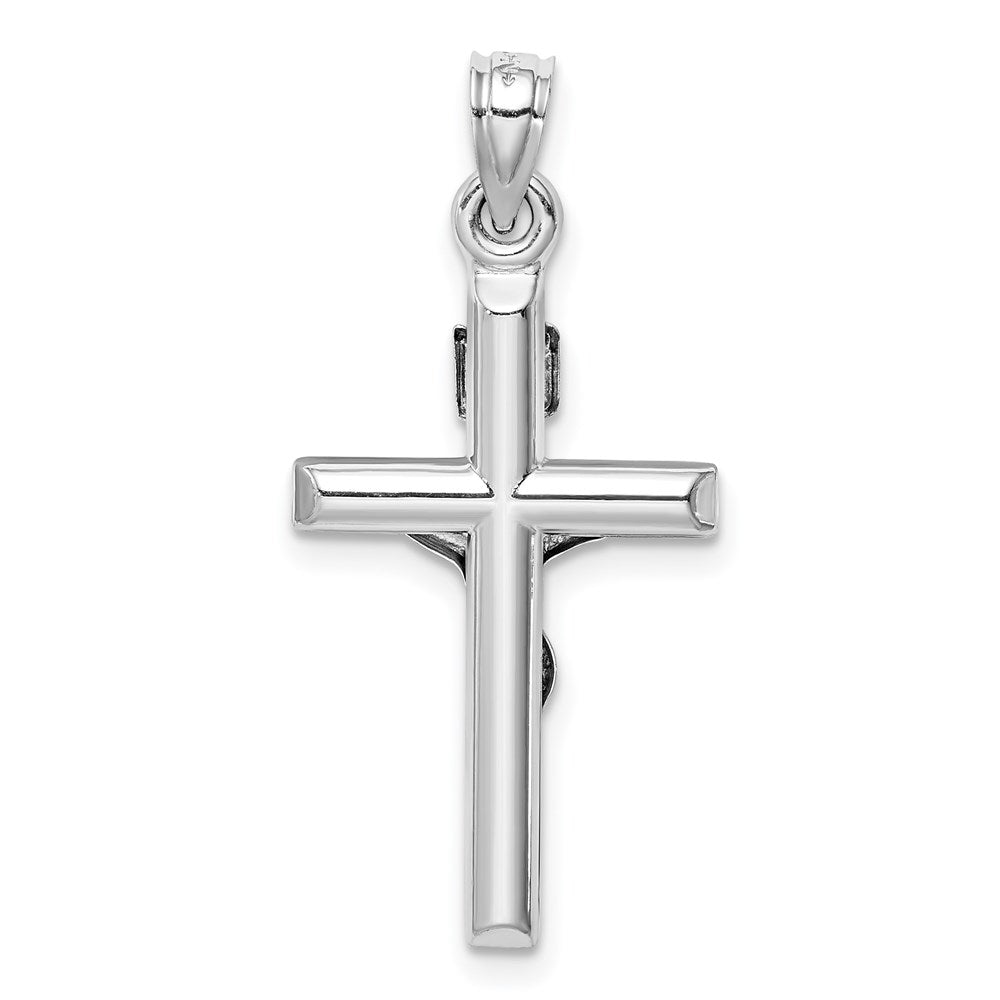 Million Charms 14K White Gold Themed Hollow Relgious Crucifix Pendant