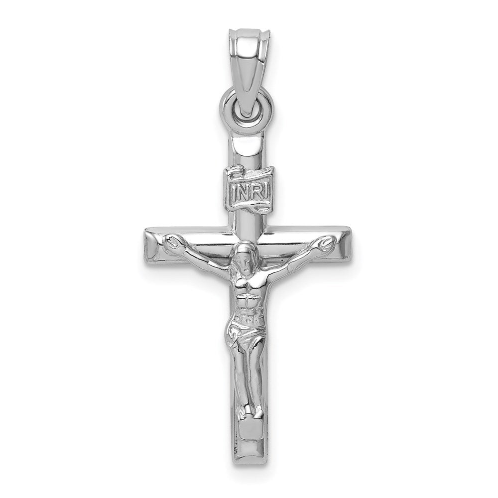 Million Charms 14K White Gold Themed Hollow Relgious Crucifix Pendant