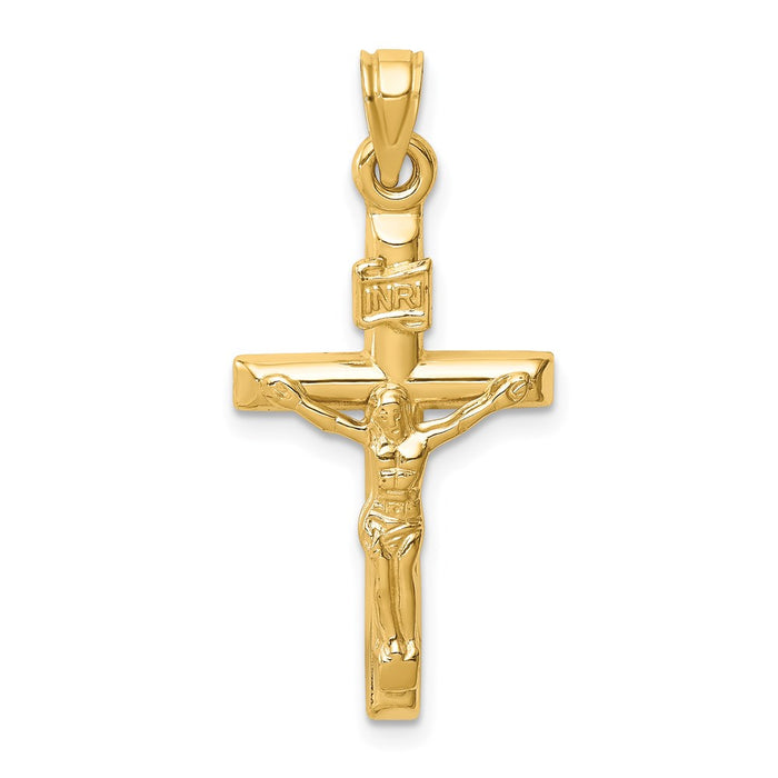 Million Charms 14K Yellow Gold Themed Hollow Relgious Crucifix Pendant