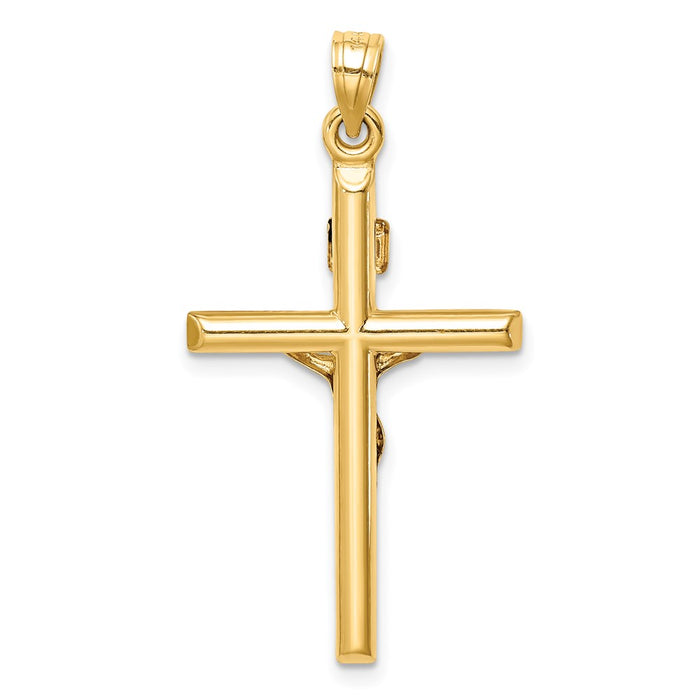 Million Charms 14K Yellow Gold Themed Hollow Relgious Crucifix Pendant