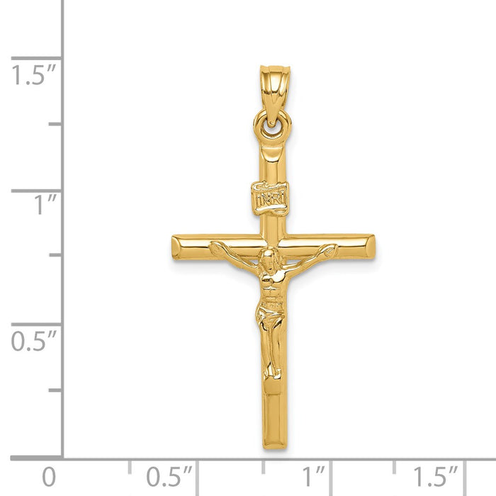 Million Charms 14K Yellow Gold Themed Hollow Relgious Crucifix Pendant