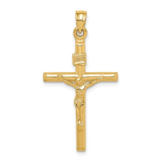 Million Charms 14K Yellow Gold Themed Hollow Relgious Crucifix Pendant
