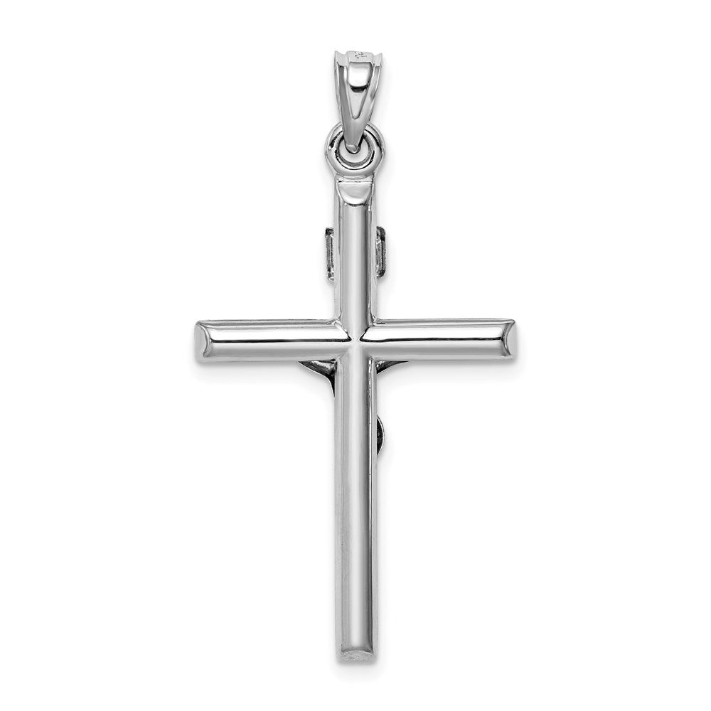 Million Charms 14K White Gold Themed Hollow Relgious Crucifix Pendant
