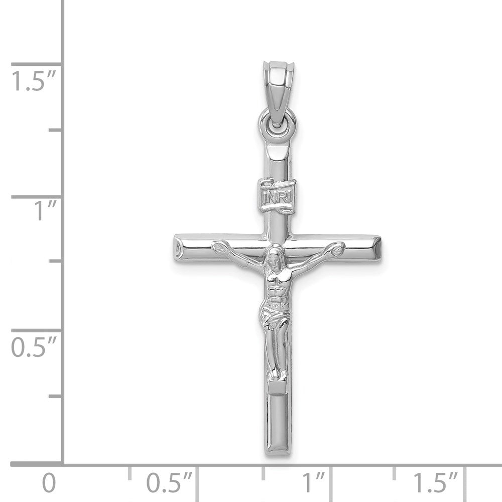 Million Charms 14K White Gold Themed Hollow Relgious Crucifix Pendant