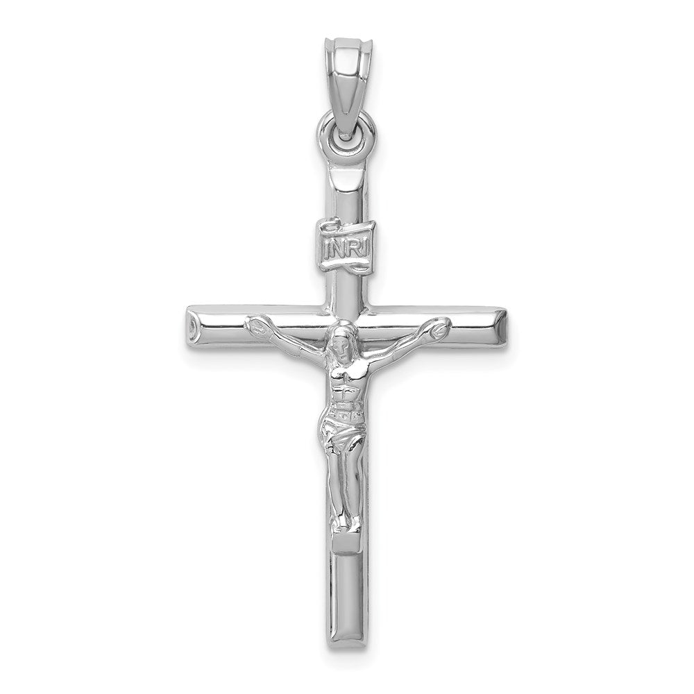 Million Charms 14K White Gold Themed Hollow Relgious Crucifix Pendant