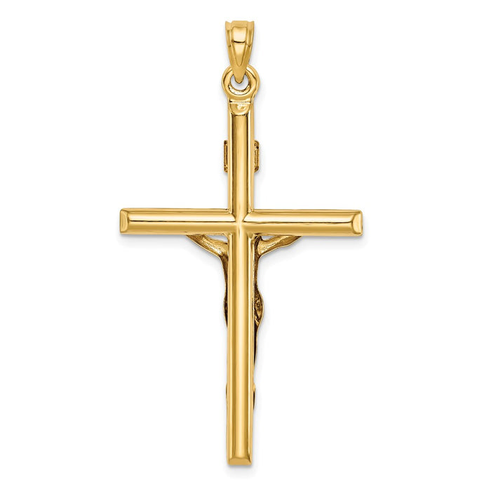 Million Charms 14K Yellow Gold Themed Hollow Relgious Crucifix Pendant