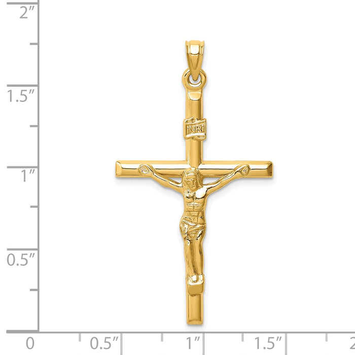 Million Charms 14K Yellow Gold Themed Hollow Relgious Crucifix Pendant