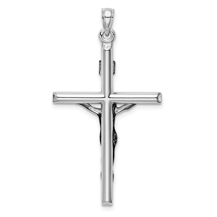 Million Charms 14K White Gold Themed Hollow Relgious Crucifix Pendant