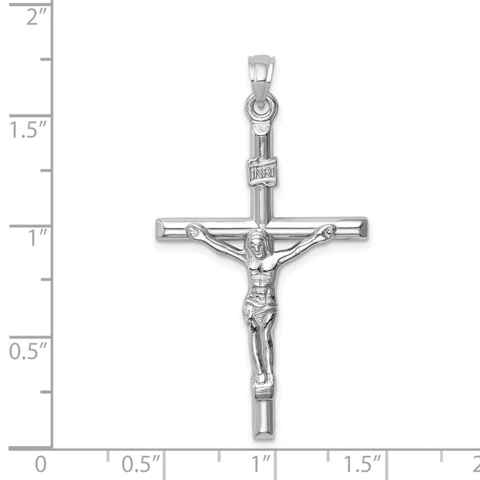 Million Charms 14K White Gold Themed Hollow Relgious Crucifix Pendant