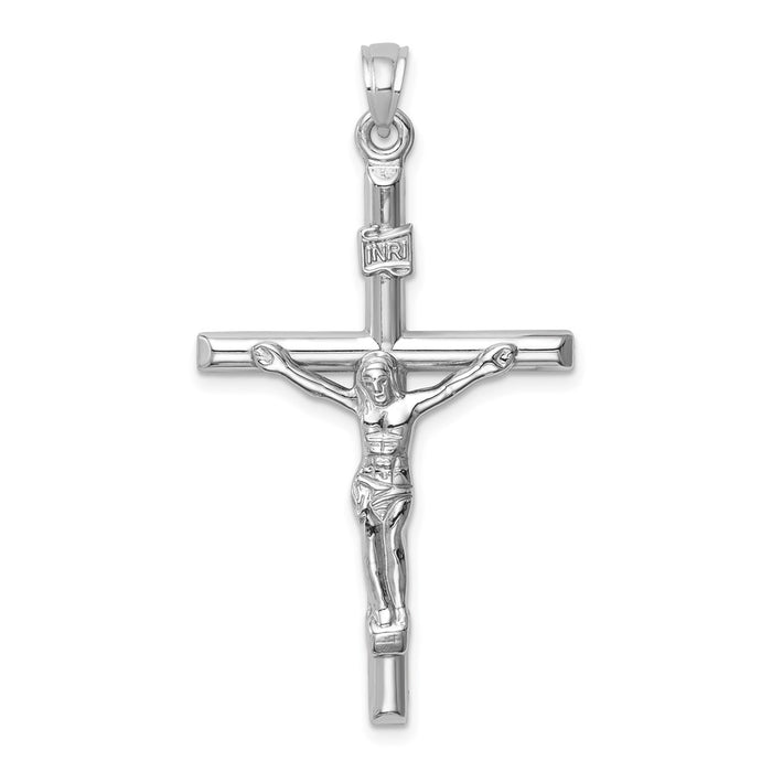 Million Charms 14K White Gold Themed Hollow Relgious Crucifix Pendant