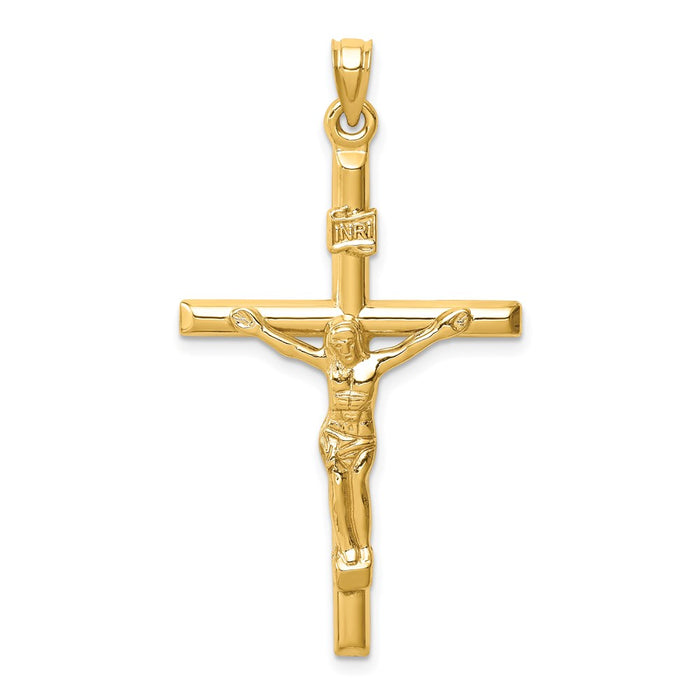 Million Charms 14K Yellow Gold Themed Hollow Relgious Crucifix Pendant