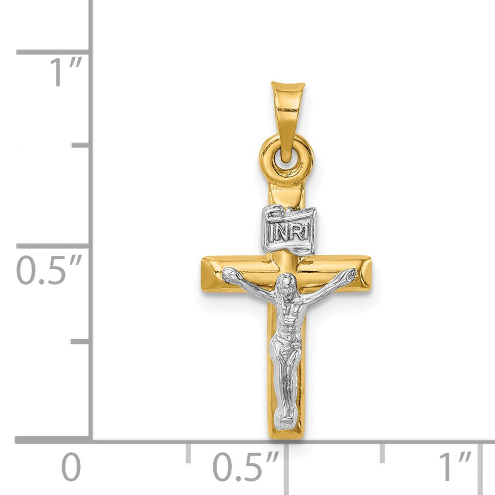 Million Charms 14K Two-Tone Hollow Relgious Crucifix Pendant