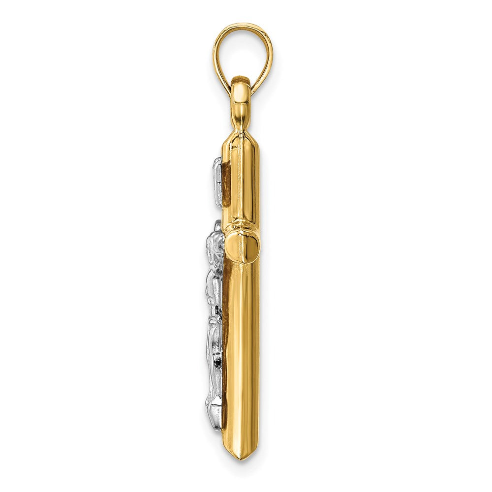Million Charms 14K Two-Tone Hollow Relgious Crucifix Pendant