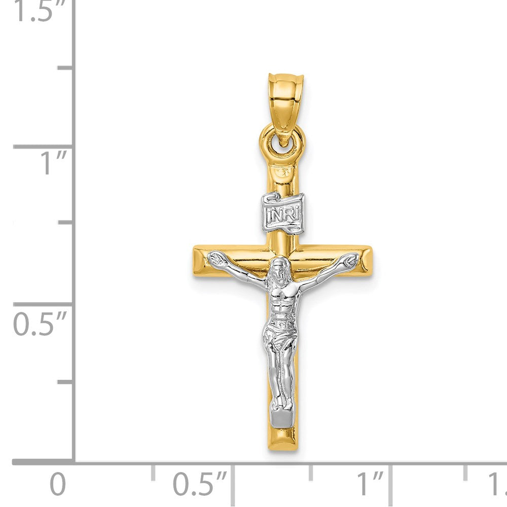 Million Charms 14K Two-Tone Hollow Relgious Crucifix Pendant