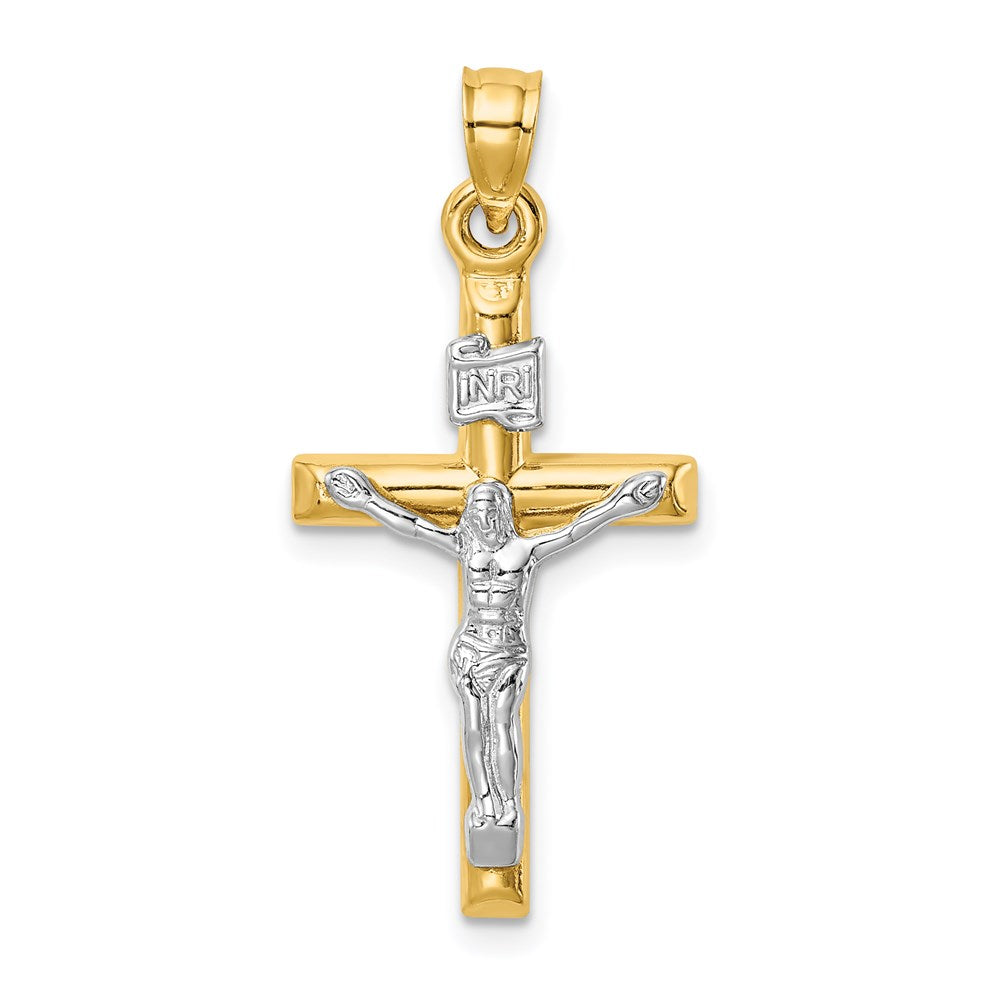 Million Charms 14K Two-Tone Hollow Relgious Crucifix Pendant