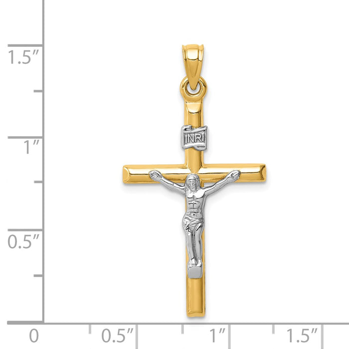 Million Charms 14K Two-Tone Hollow Relgious Crucifix Pendant