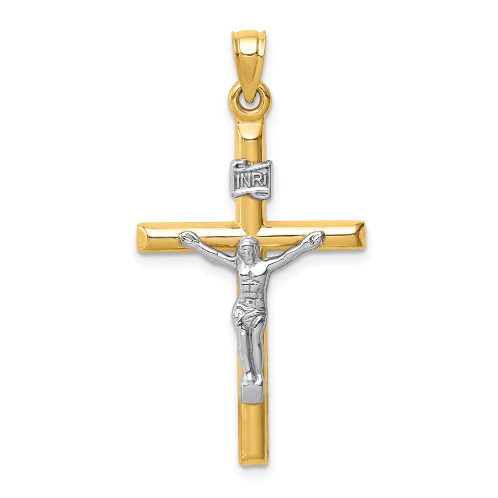 Million Charms 14K Two-Tone Hollow Relgious Crucifix Pendant