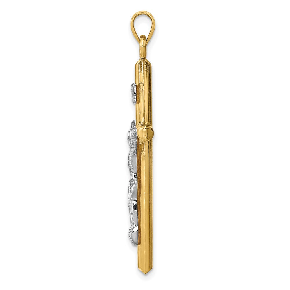 Million Charms 14K Two-Tone Hollow Relgious Crucifix Pendant
