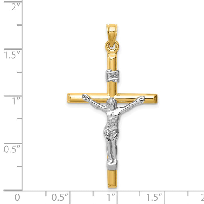 Million Charms 14K Two-Tone Hollow Relgious Crucifix Pendant