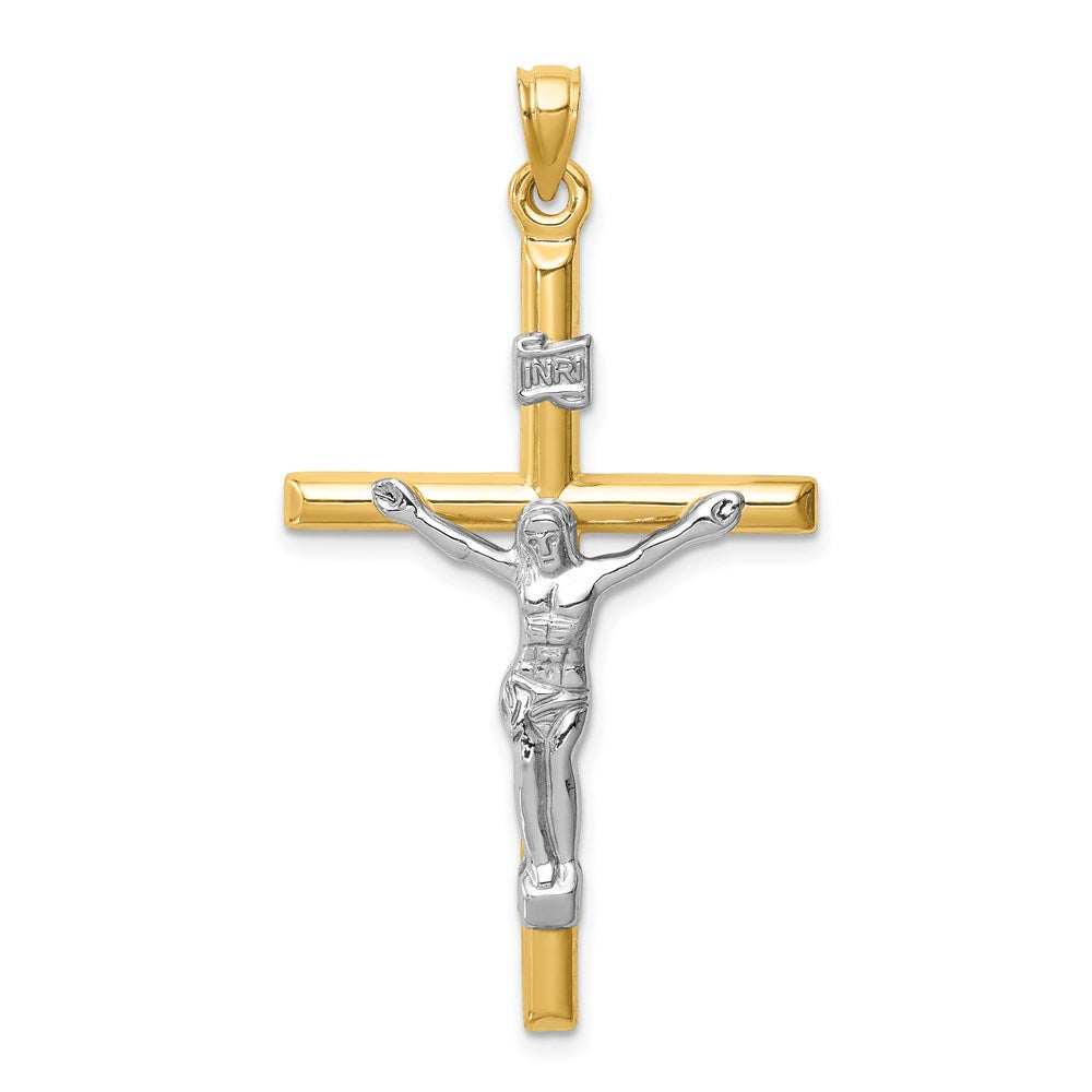 Million Charms 14K Two-Tone Hollow Relgious Crucifix Pendant