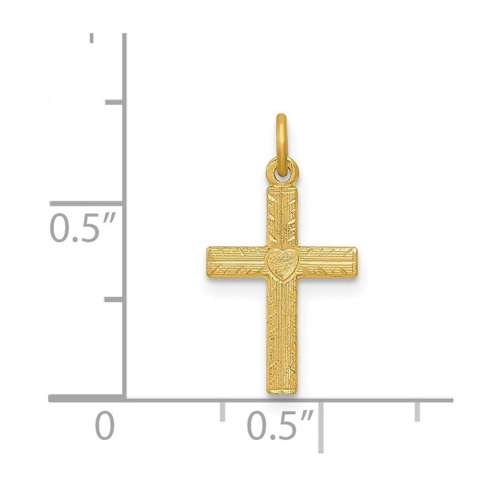 Million Charms 14K Yellow Gold Themed Heart Relgious Cross Charm