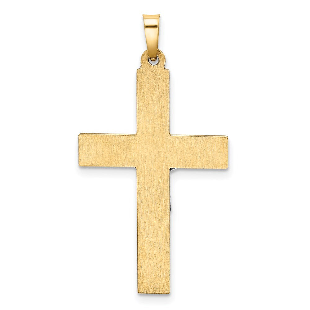 Million Charms 14K Two-Tone Hollow Polished Textured Latin Crucifix