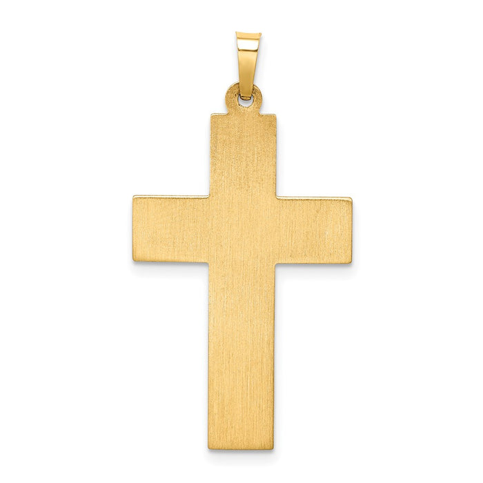 Million Charms 14K Two-Tone Hollow Polished Basketweave Design Latin Crucifix