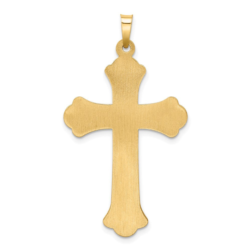 Million Charms 14K Two-Tone Hollow Polished Woven Fleur De Lis Crucifix