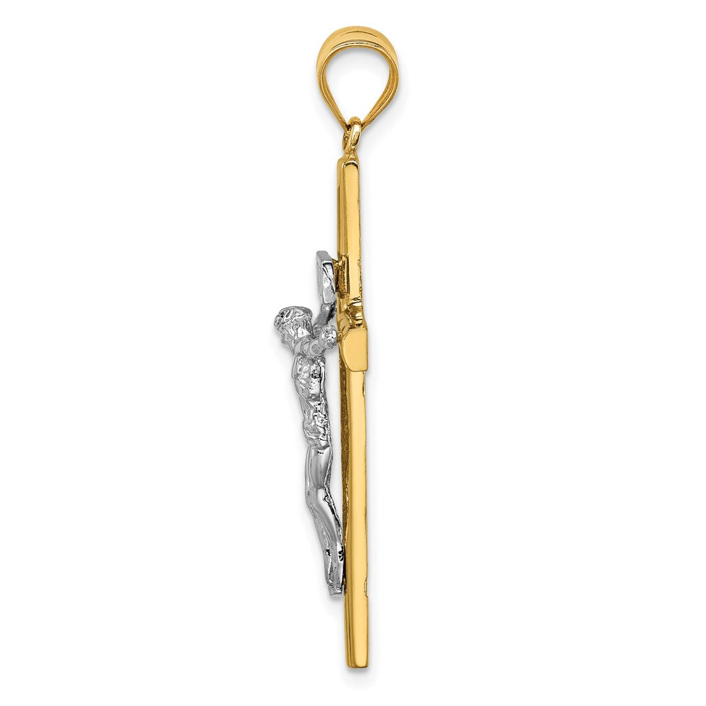 Million Charms 14K Two-Tone Polished Inri Relgious Crucifix Relgious Cross Pendant