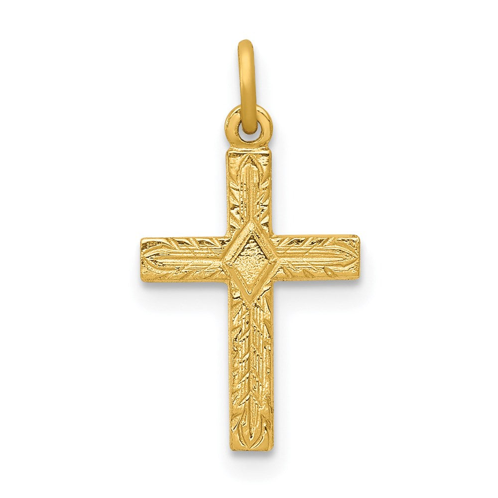 Million Charms 14K Yellow Gold Themed Small Relgious Cross Charm
