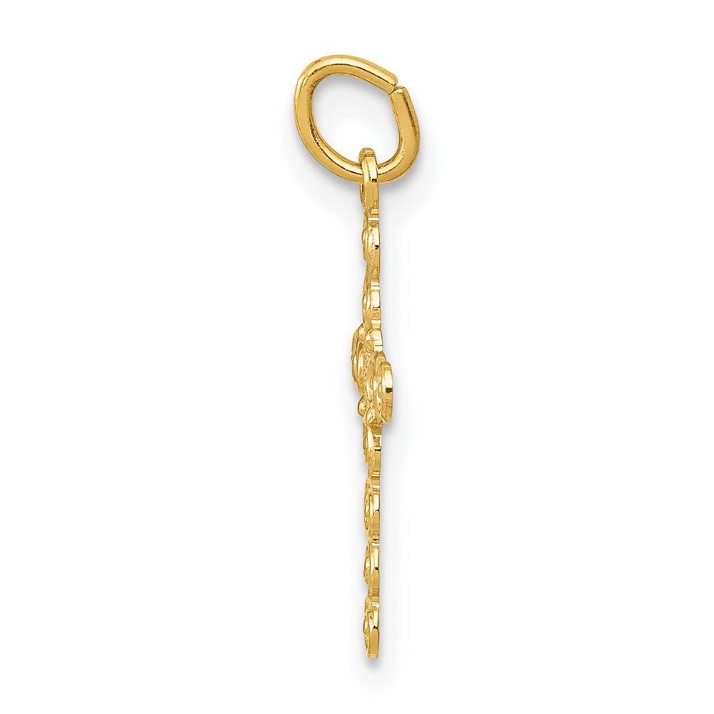 Million Charms 14K Yellow Gold Themed Small Polished Relgious Cross Charm