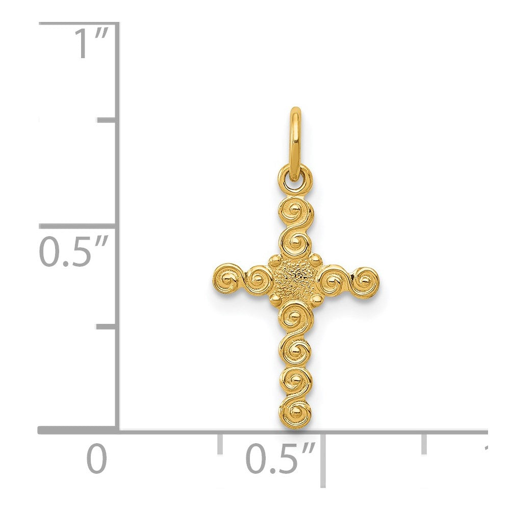Million Charms 14K Yellow Gold Themed Small Polished Relgious Cross Charm