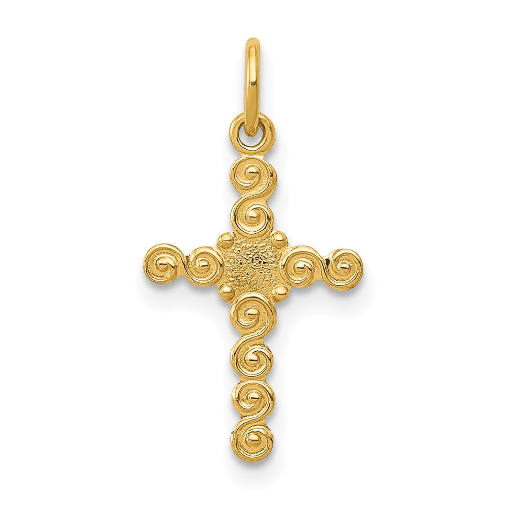 Million Charms 14K Yellow Gold Themed Small Polished Relgious Cross Charm