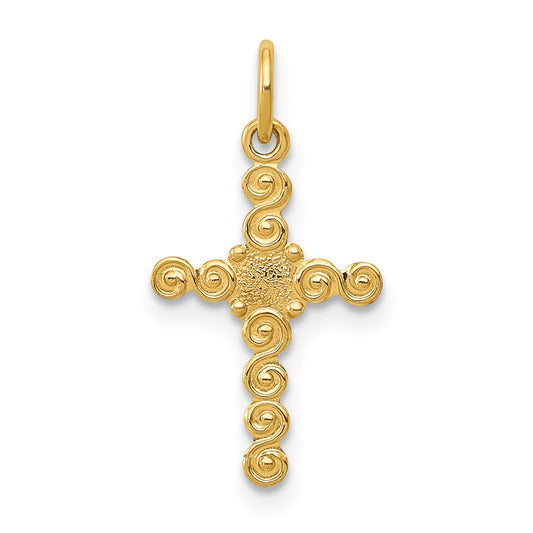 Million Charms 14K Yellow Gold Themed Small Polished Relgious Cross Charm