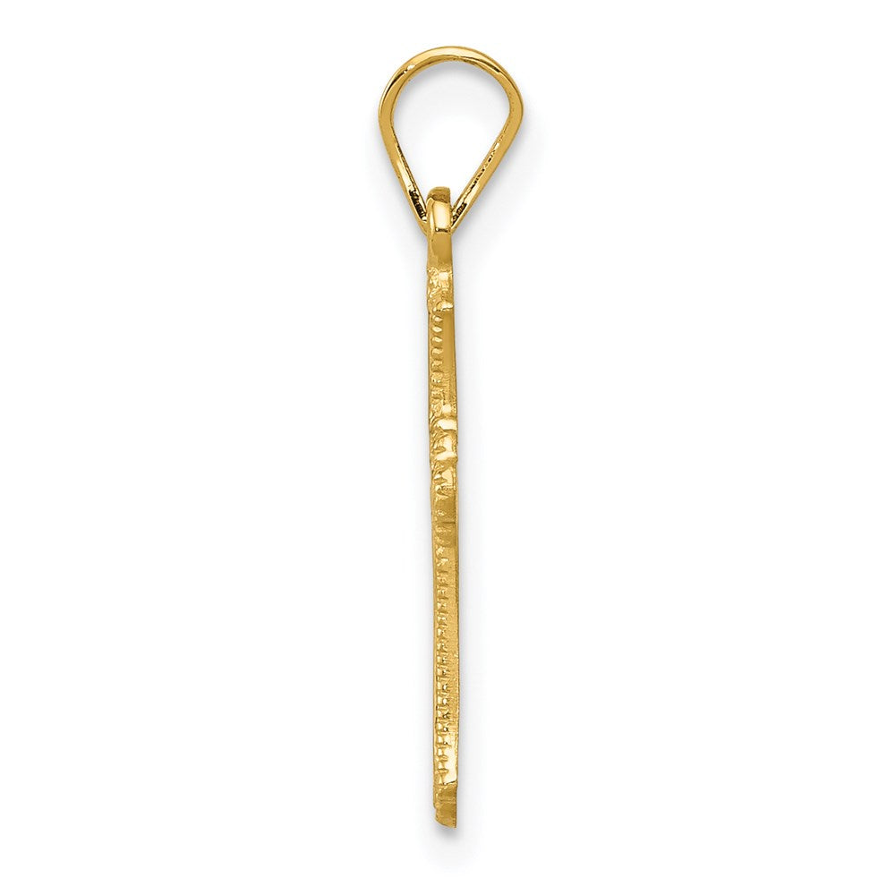 Million Charms 14K Yellow Gold Themed Budded Relgious Cross Charm
