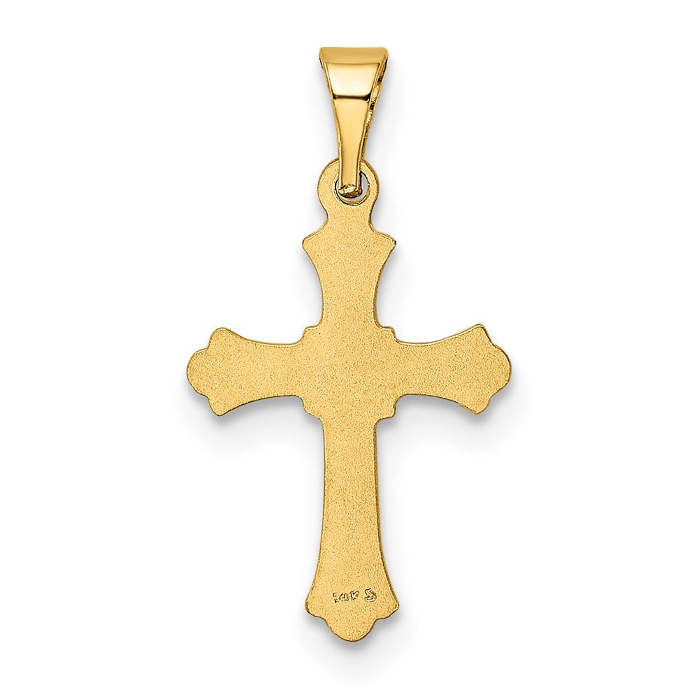 Million Charms 14K Yellow Gold Themed Budded Relgious Cross Charm